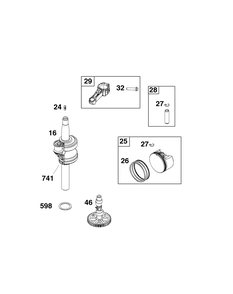 Crankshaft Group Diagram and Parts List for 09P602-0121-H5 020000 - 09Z999 Briggs and Stratton Engine